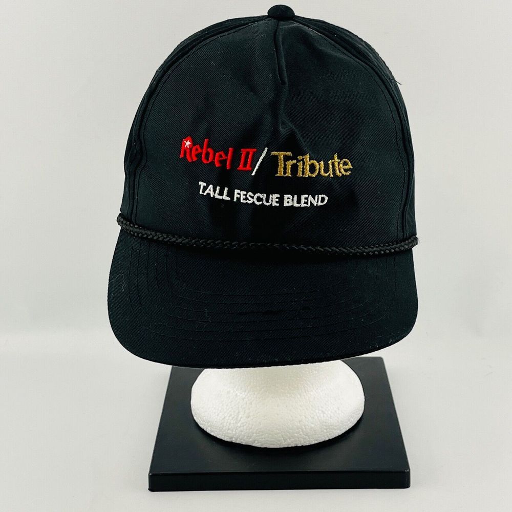 Vintage Rebel II/Tribute Tall Fescue Blend Hat Black Twill Strapback Adjustable